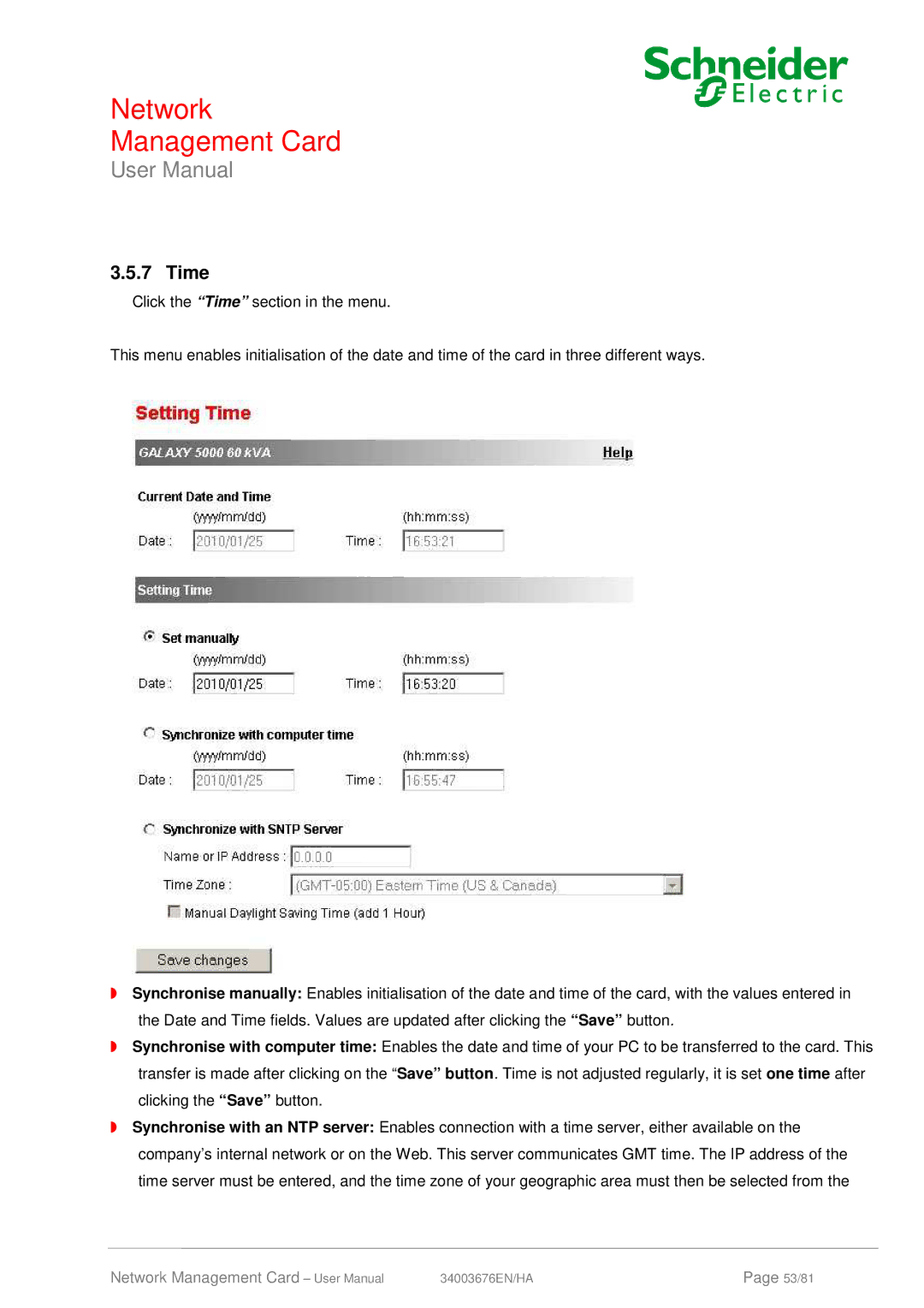 Schneider Electric 66074, 66846 user manual Time 