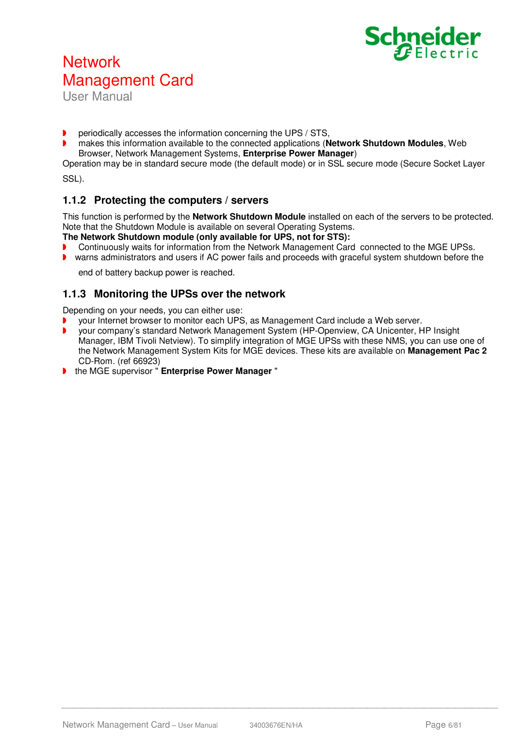 Schneider Electric 66846, 66074 user manual Protecting the computers / servers, Monitoring the UPSs over the network 