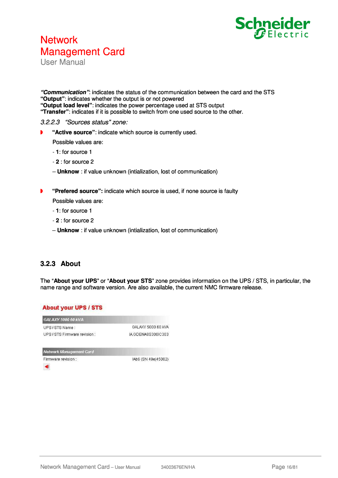 Schneider Electric 66846, 66074 user manual About, Network Management Card - User Manual, Page 16/81 