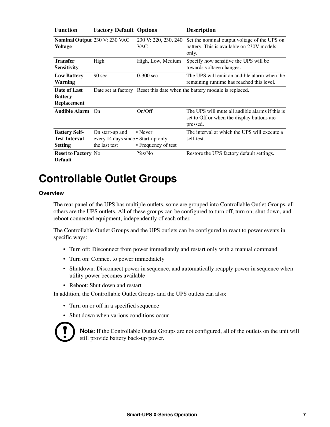 Schneider Electric 750VA operation manual Controllable Outlet Groups 