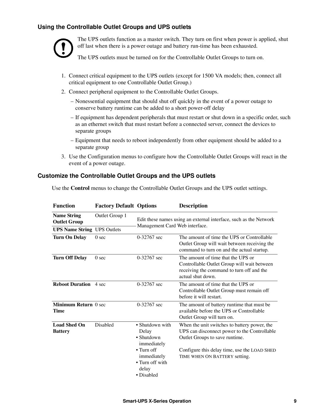 Schneider Electric 750VA operation manual Using the Controllable Outlet Groups and UPS outlets 