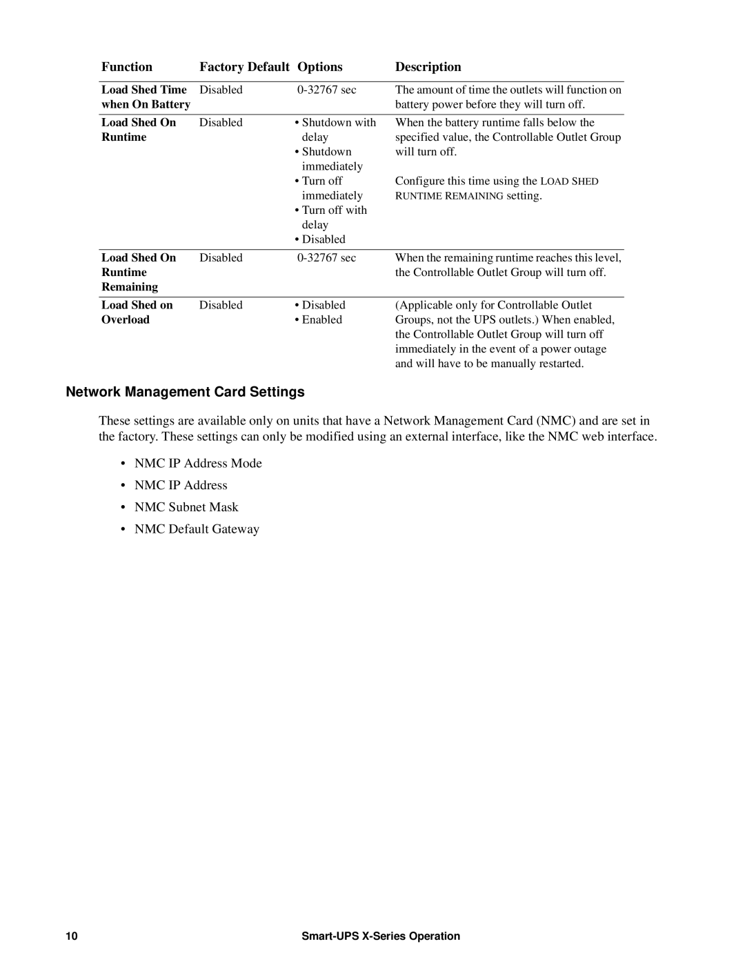 Schneider Electric 750VA operation manual Network Management Card Settings 