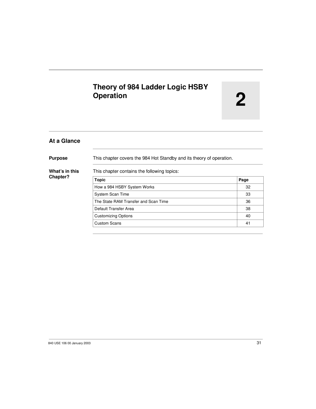 Schneider Electric 840 USE 106 0 Theory of 984 Ladder Logic Hsby Operation, This chapter contains the following topics 