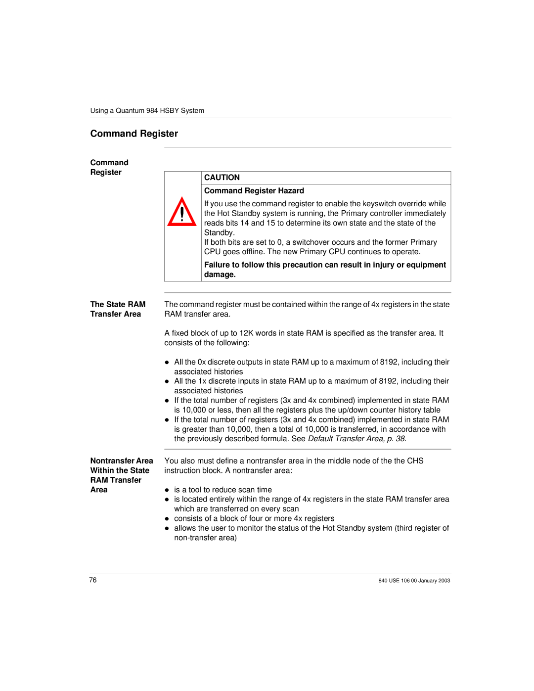 Schneider Electric 840 USE 106 0 manual Command Register 