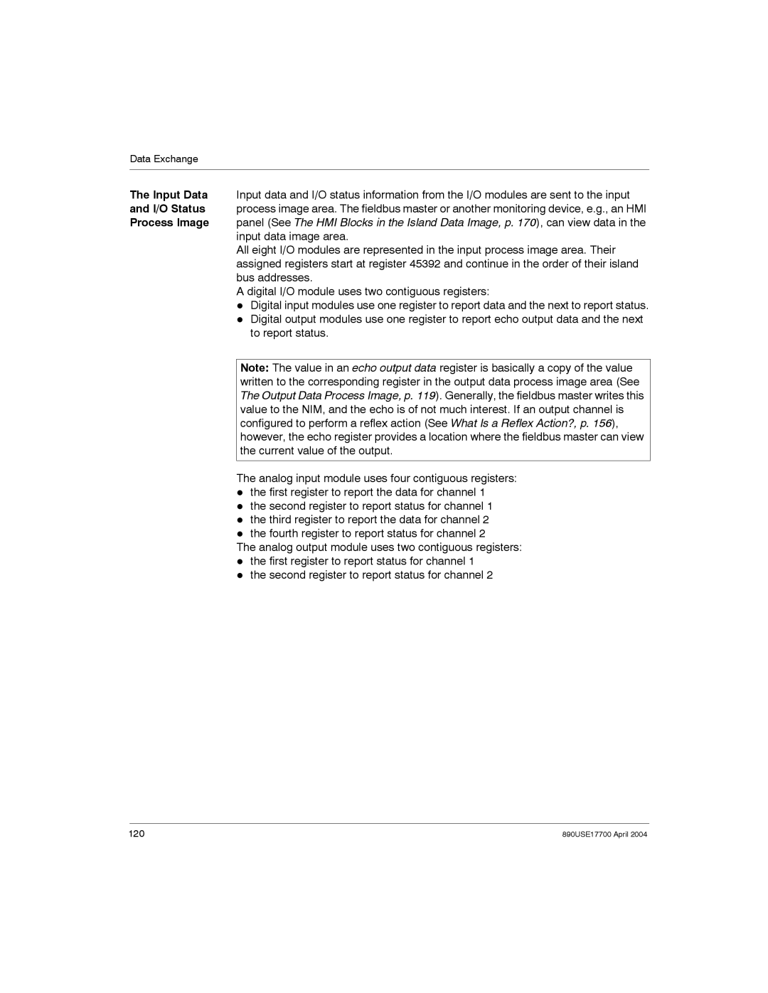 Schneider Electric 890USE17700 manual Analog output module uses two contiguous registers 