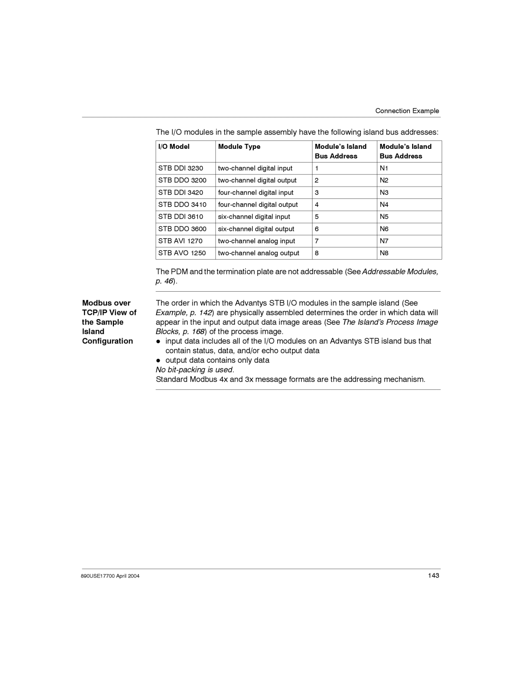 Schneider Electric 890USE17700 manual Configuration, Model Module Type Module’s Island Bus Address 