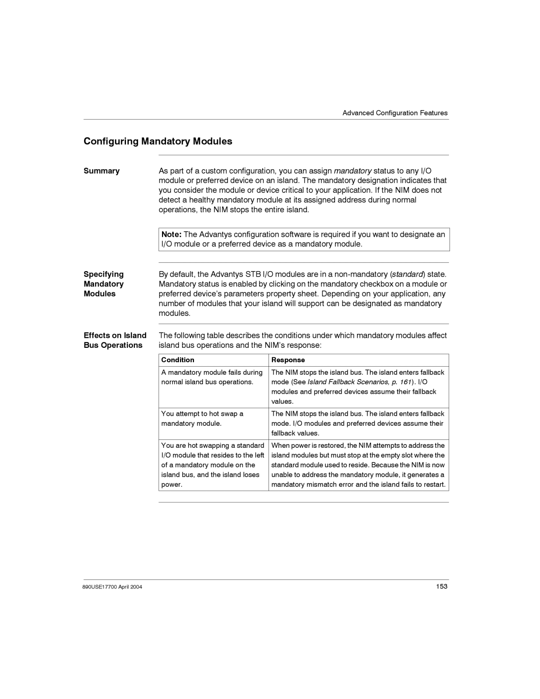 Schneider Electric 890USE17700 manual Configuring Mandatory Modules, Specifying 