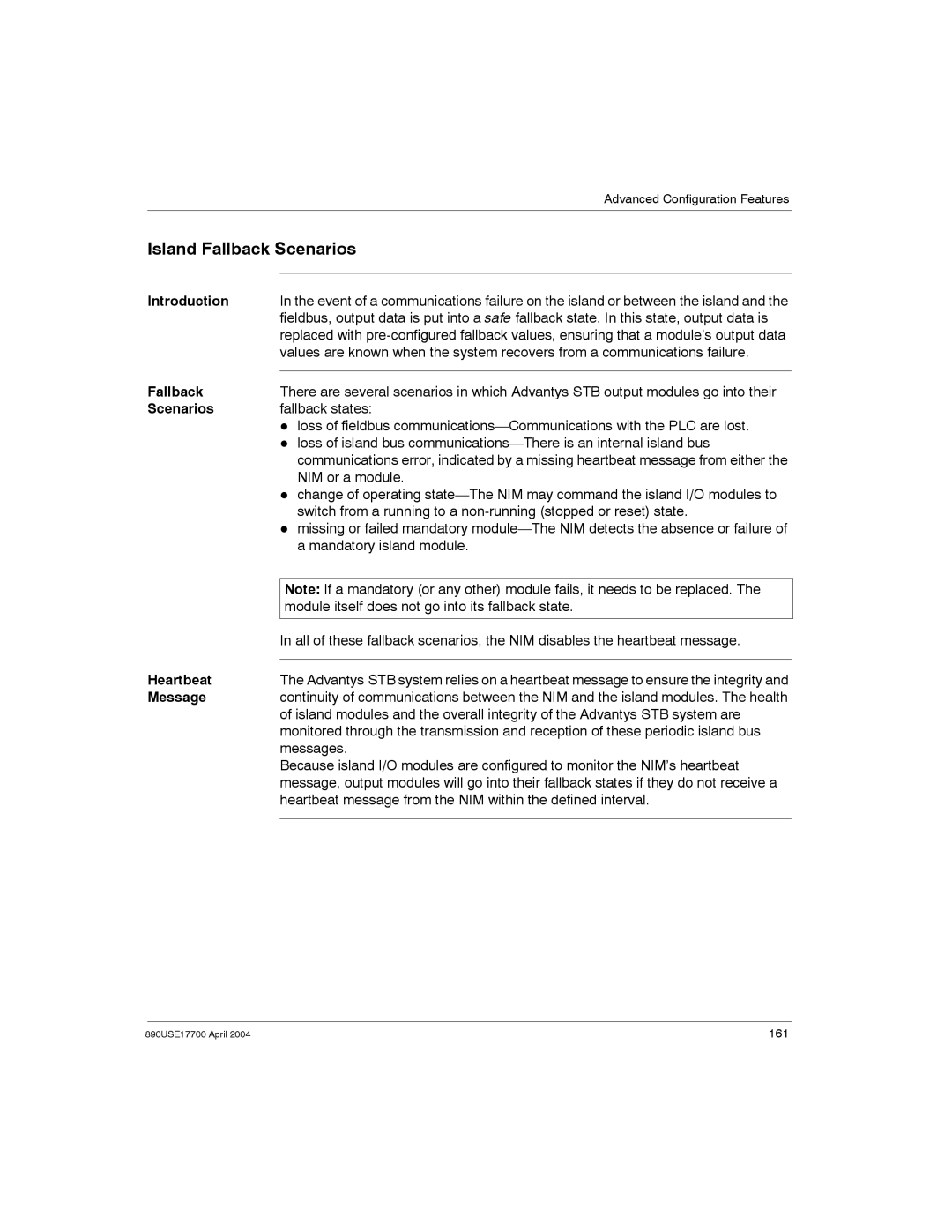 Schneider Electric 890USE17700 manual Island Fallback Scenarios, Heartbeat 