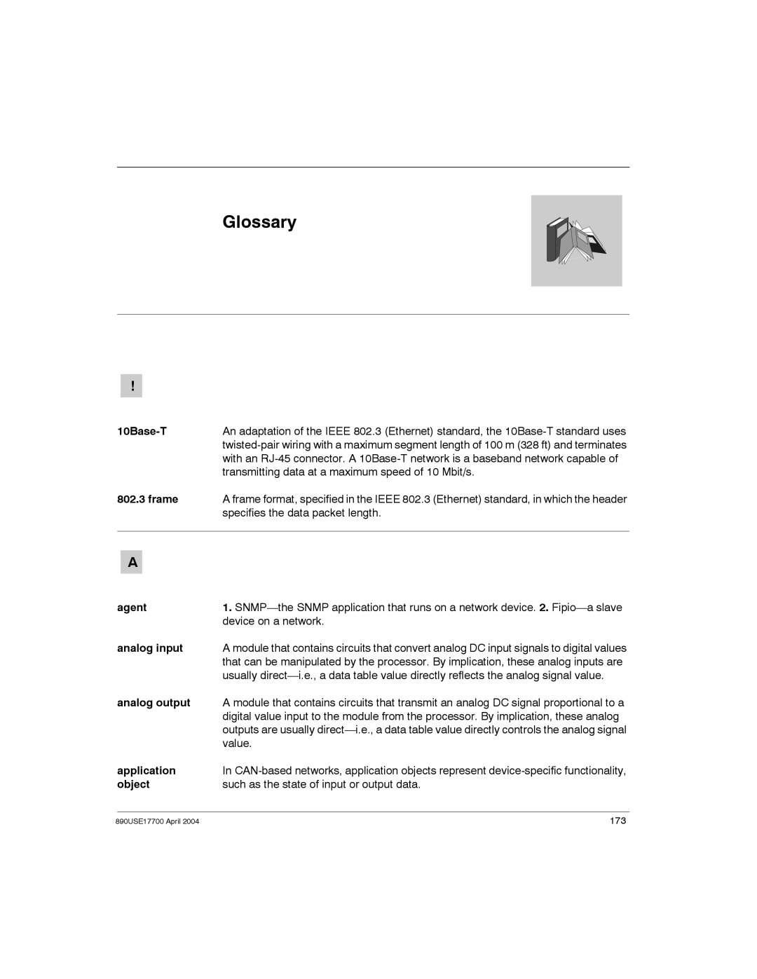 Schneider Electric 890USE17700 manual Glossary 