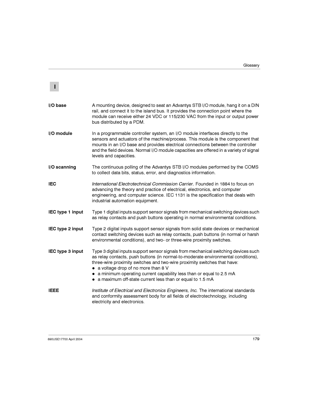 Schneider Electric 890USE17700 manual Base, Scanning, Iec, IEC type 1 input, IEC type 2 input 