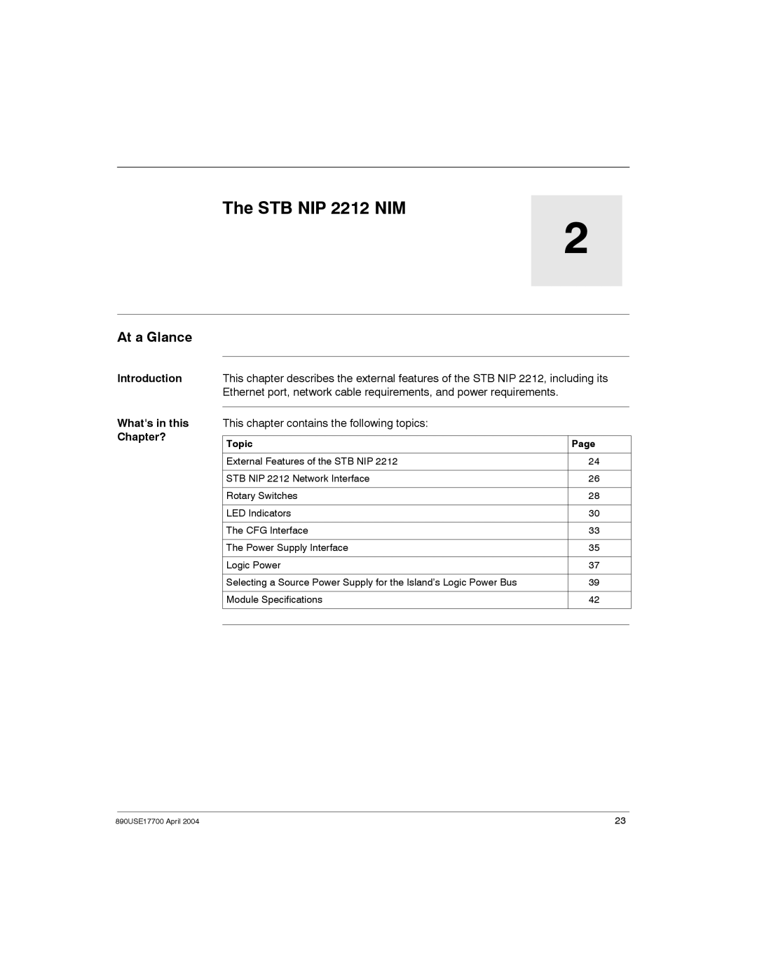 Schneider Electric 890USE17700 manual STB NIP 2212 NIM, At a Glance 