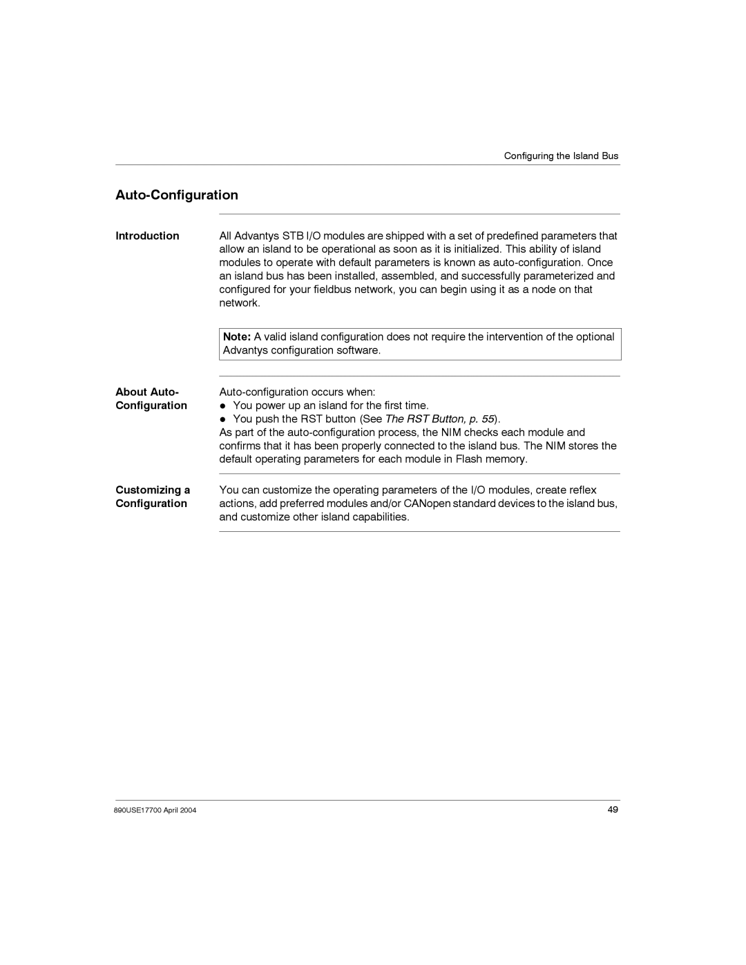 Schneider Electric 890USE17700 manual Auto-Configuration, About Auto, Customizing a 