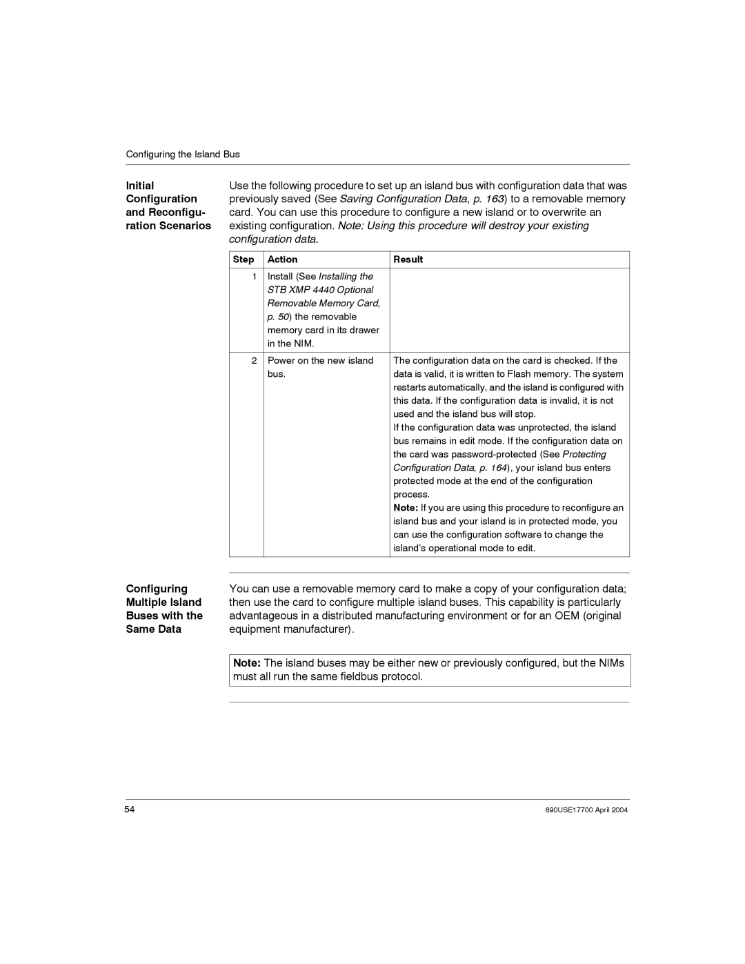 Schneider Electric 890USE17700 Initial, Reconfigu, Ration Scenarios, Configuring, Multiple Island, Buses with, Same Data 