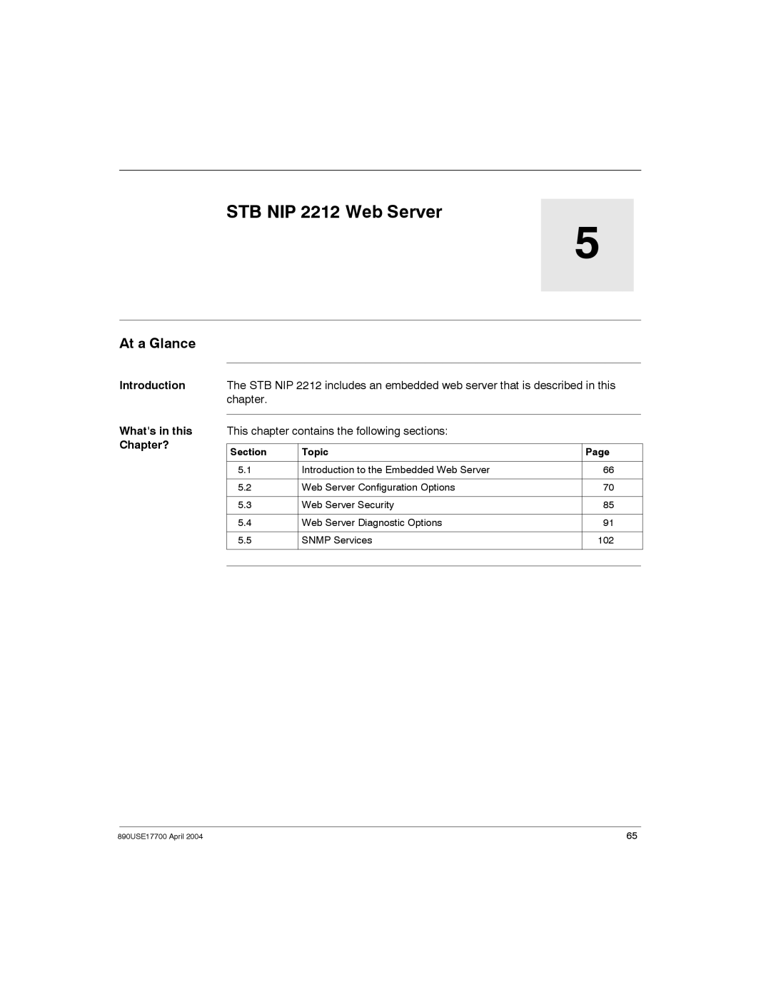 Schneider Electric 890USE17700 manual STB NIP 2212 Web Server, Section Topic 