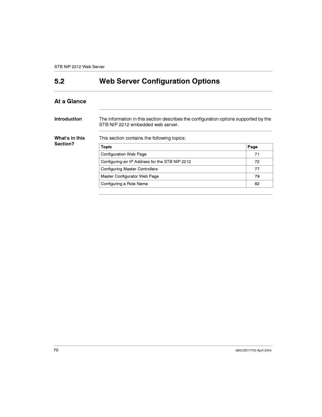 Schneider Electric 890USE17700 manual Web Server Configuration Options, At a Glance 