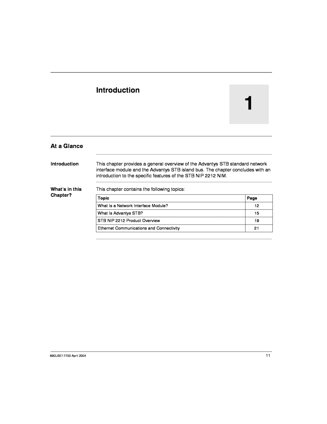 Schneider Electric 890USE17700 manual At a Glance, Introduction Whats in this Chapter? 