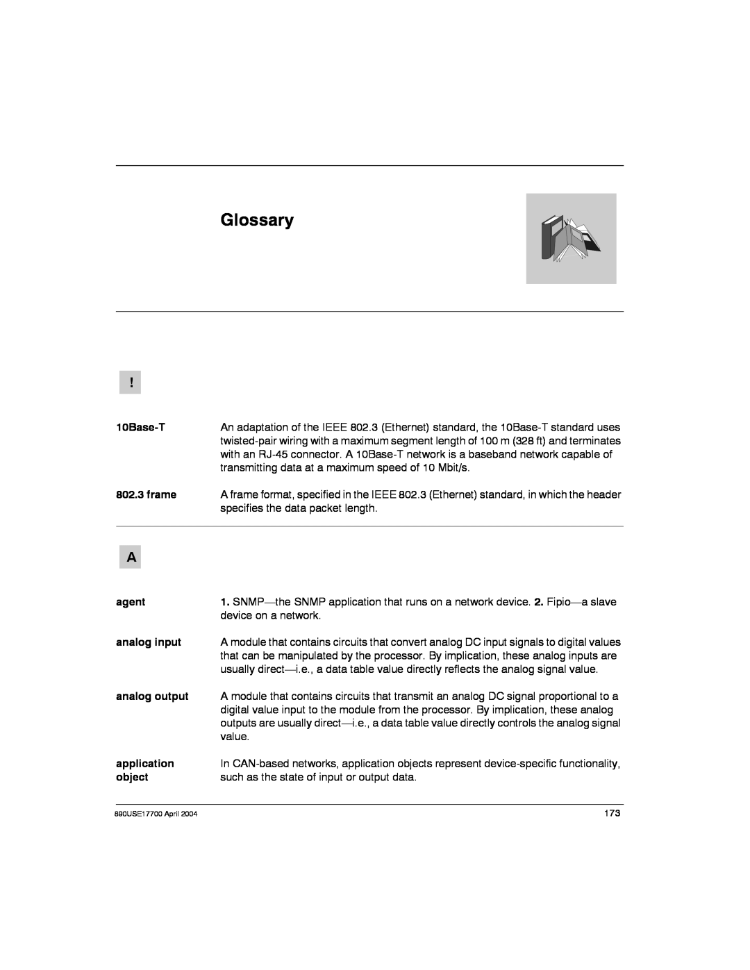 Schneider Electric 890USE17700 manual Glossary 