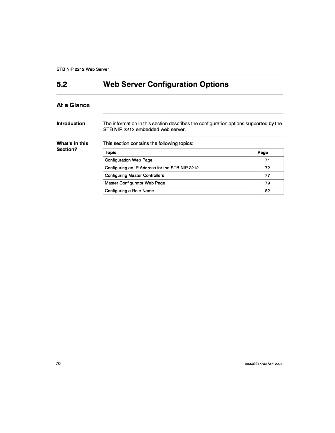 Schneider Electric manual Web Server Configuration Options, At a Glance, 890USE17700 April 