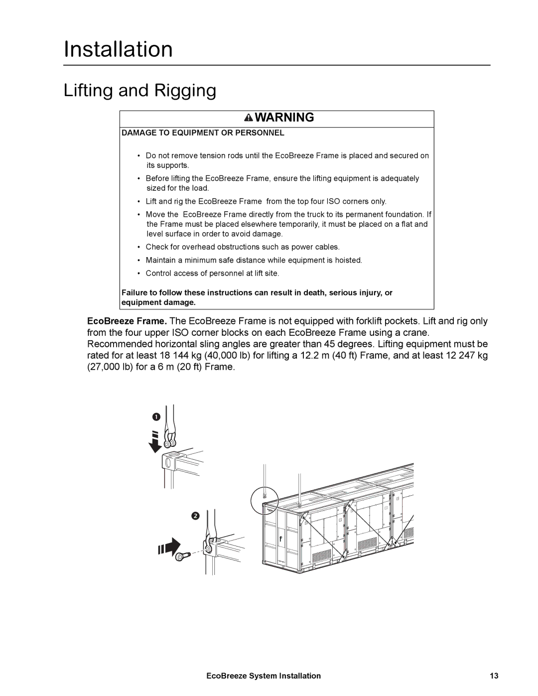 Schneider Electric ACECFR40201SE, ACECFR20101SE, ACECFR20200SE, ACECFR40200SE Installation, Lifting and Rigging 