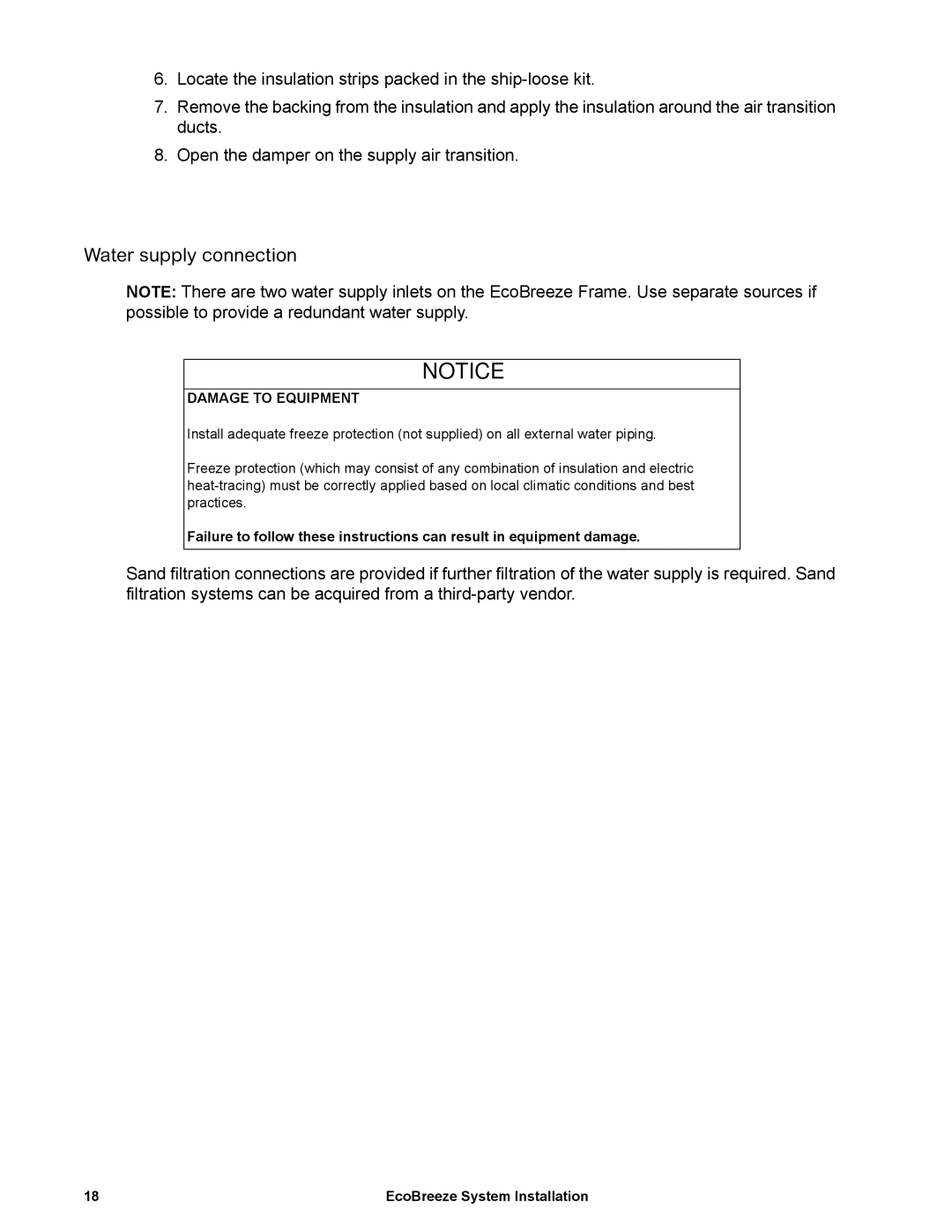 Schneider Electric ACECFR20201SE, ACECFR20101SE, ACECFR20200SE, ACECFR40200SE, ACECFR40101SE Water supply connection 