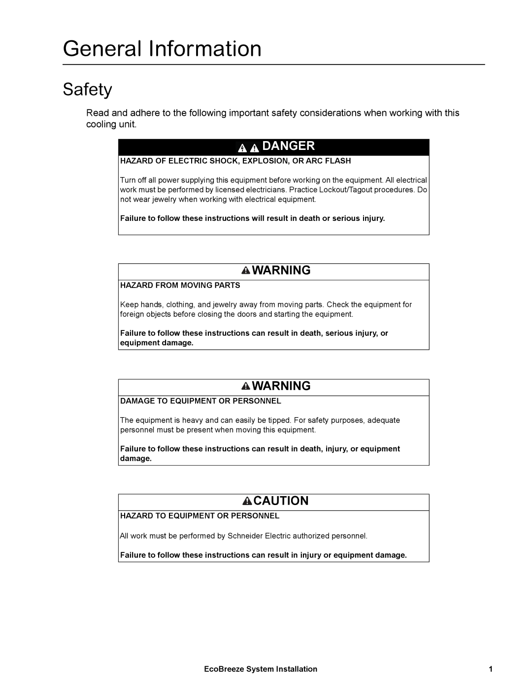 Schneider Electric ACECFR40201SE, ACECFR20101SE, ACECFR20200SE, ACECFR40200SE, ACECFR40101SE General Information, Safety 