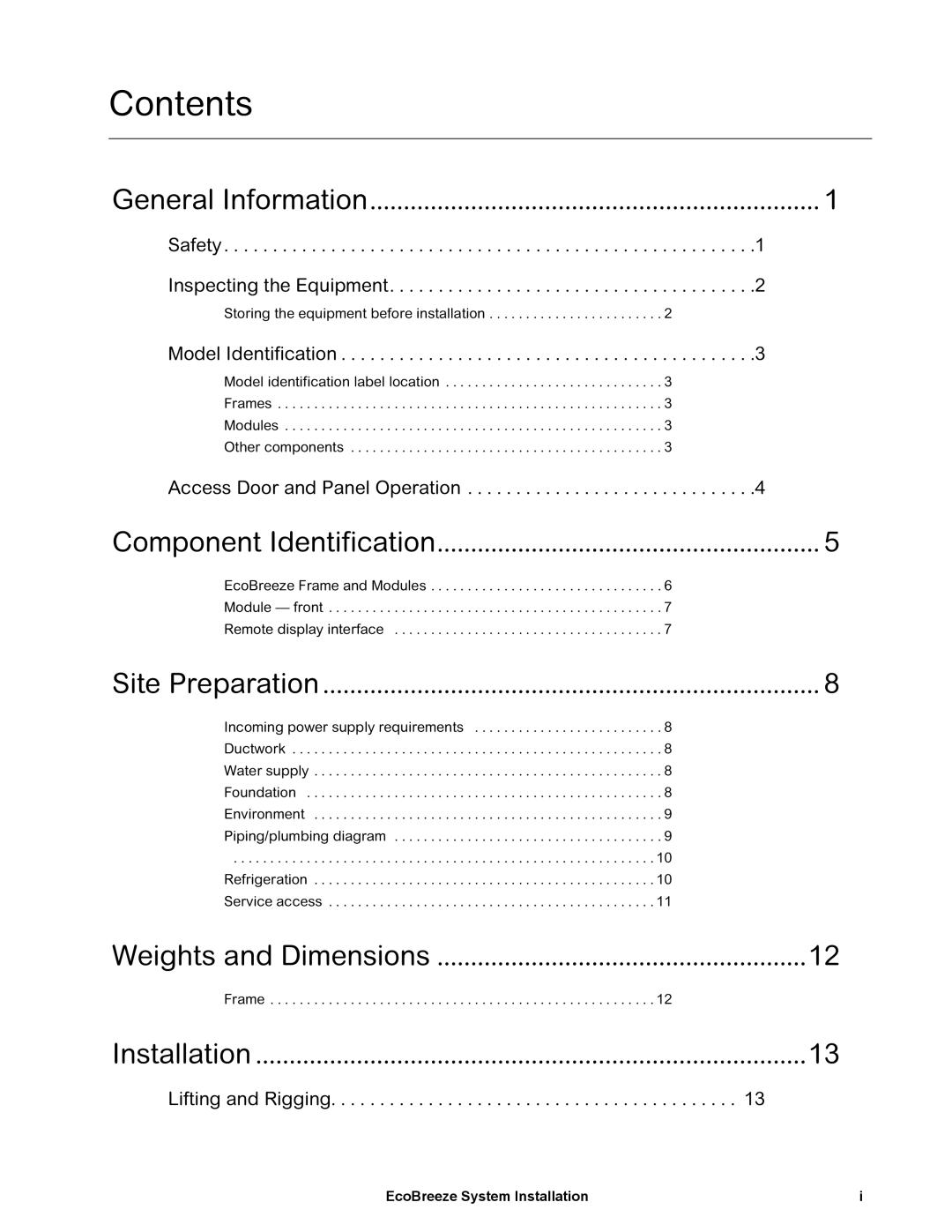 Schneider Electric ACECFR40101SE Contents, Weights and Dimensions, General Information, Component Identification 