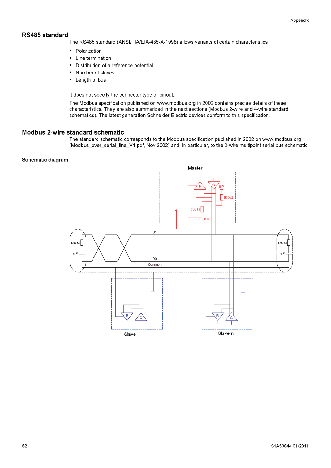 Schneider Electric Altivar 212 manual RS485 standard, Modbus 2-wire standard schematic, Schematic diagram 