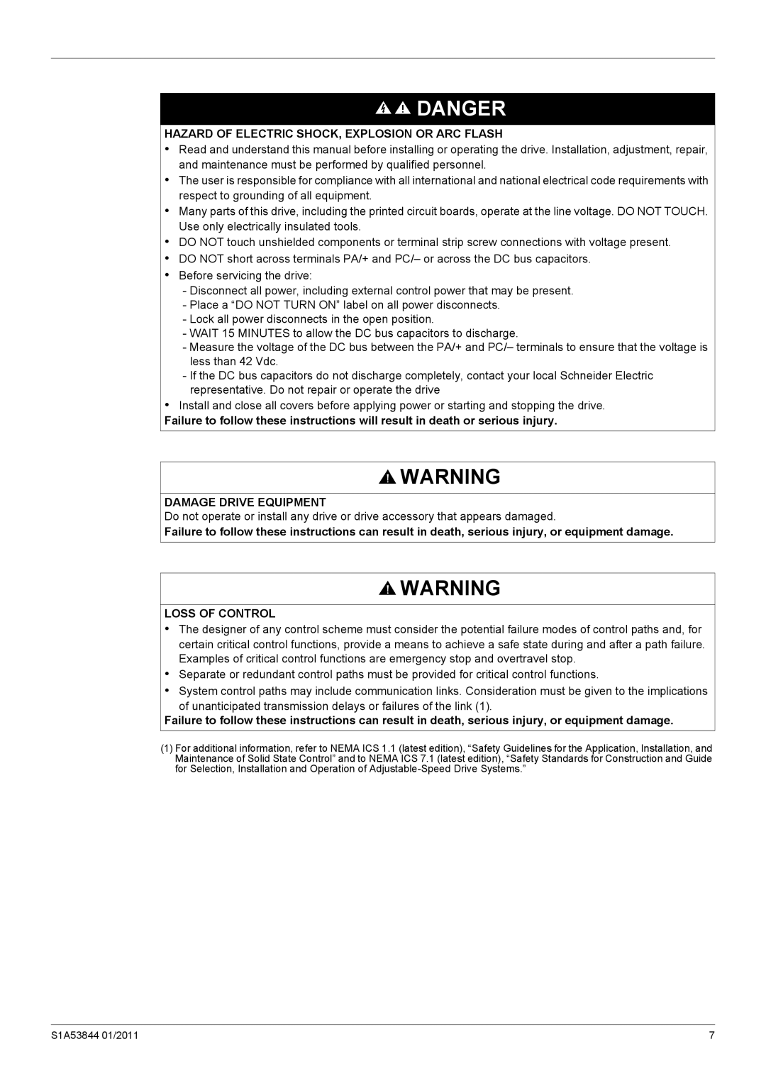 Schneider Electric Altivar 212 manual Hazard of Electric SHOCK, Explosion or ARC Flash 