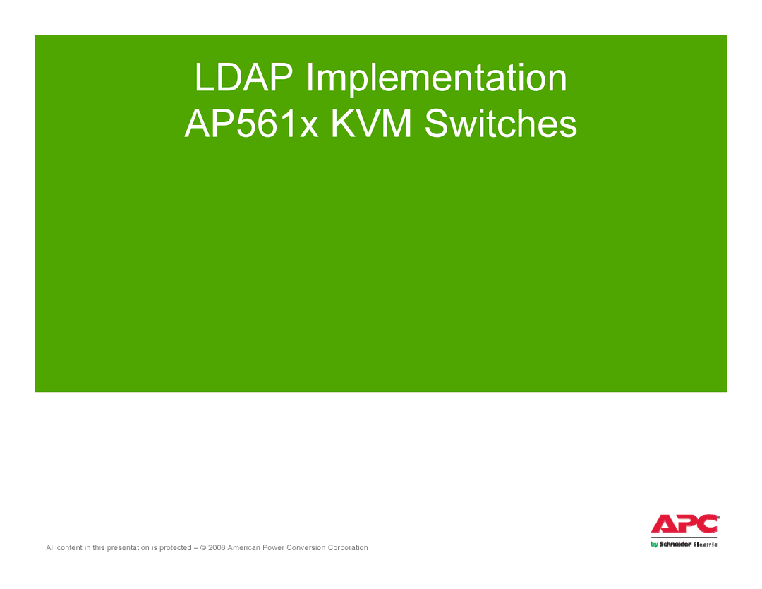 Schneider Electric manual Ldap Implementation AP561x KVM Switches 