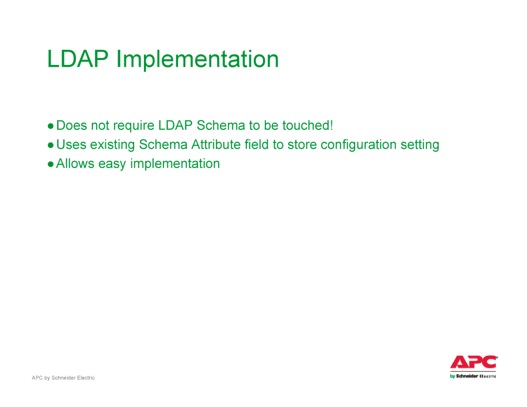 Schneider Electric AP561x manual Ldap Implementation 