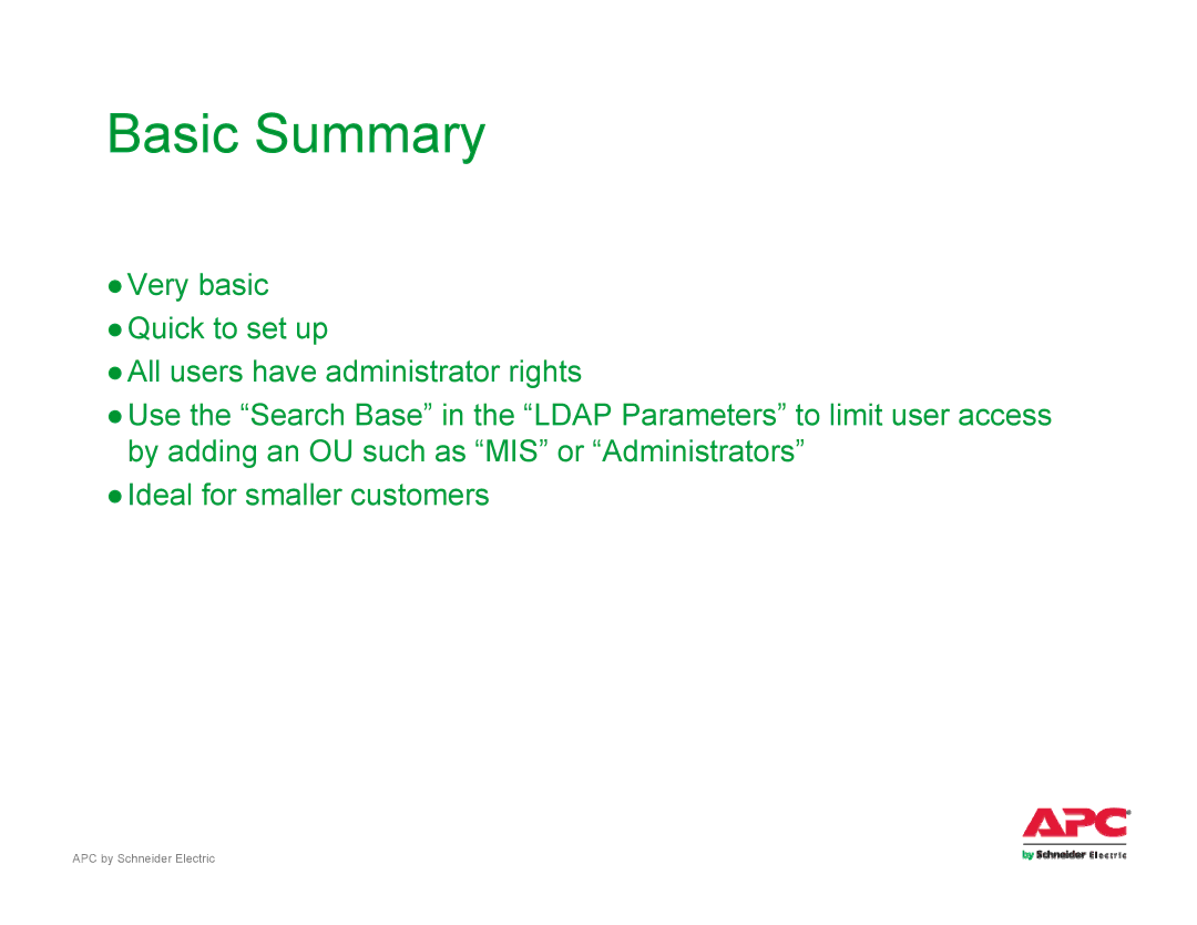 Schneider Electric AP561x manual Basic Summary 