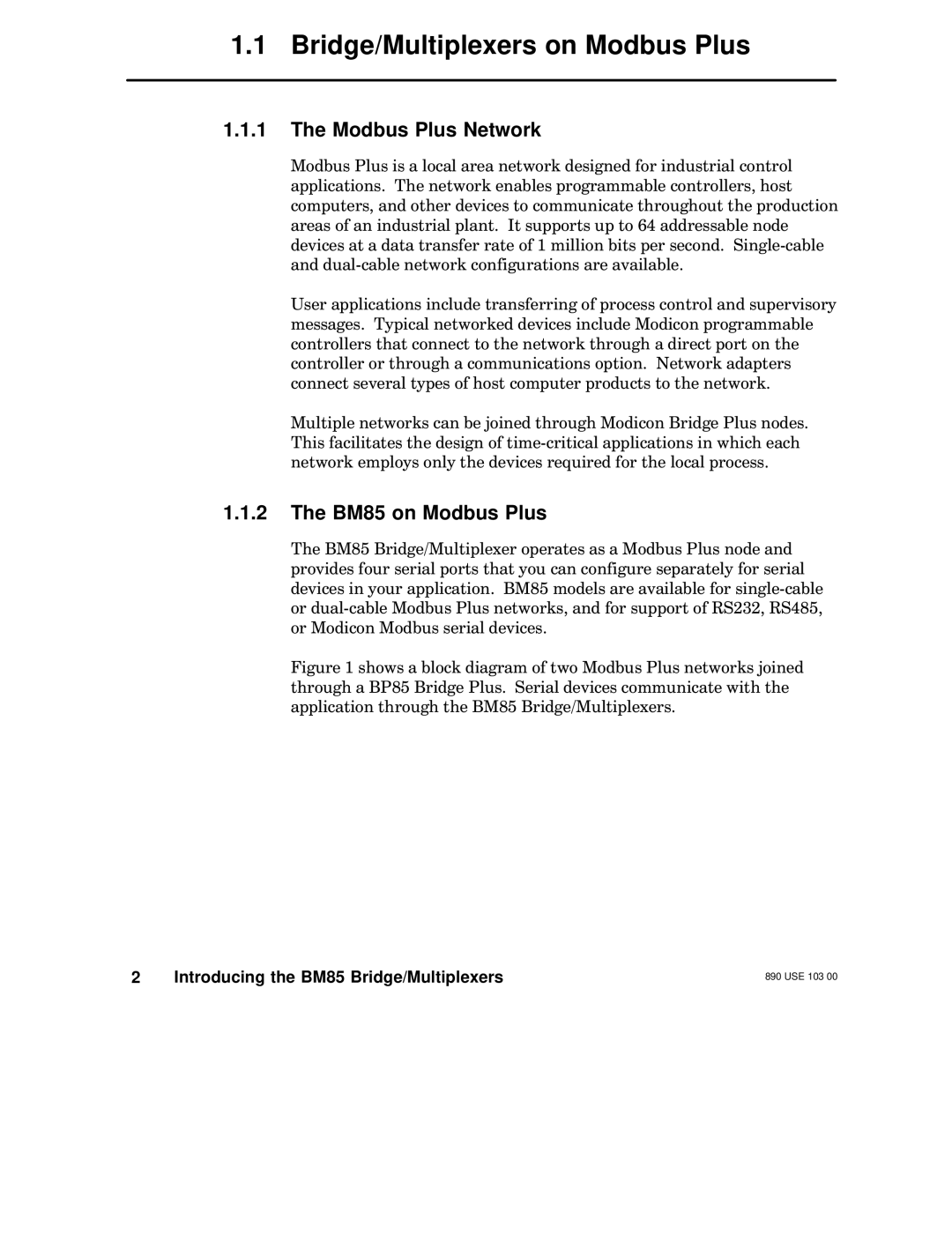 Schneider Electric manual Bridge/Multiplexers on Modbus Plus, Modbus Plus Network, BM85 on Modbus Plus 