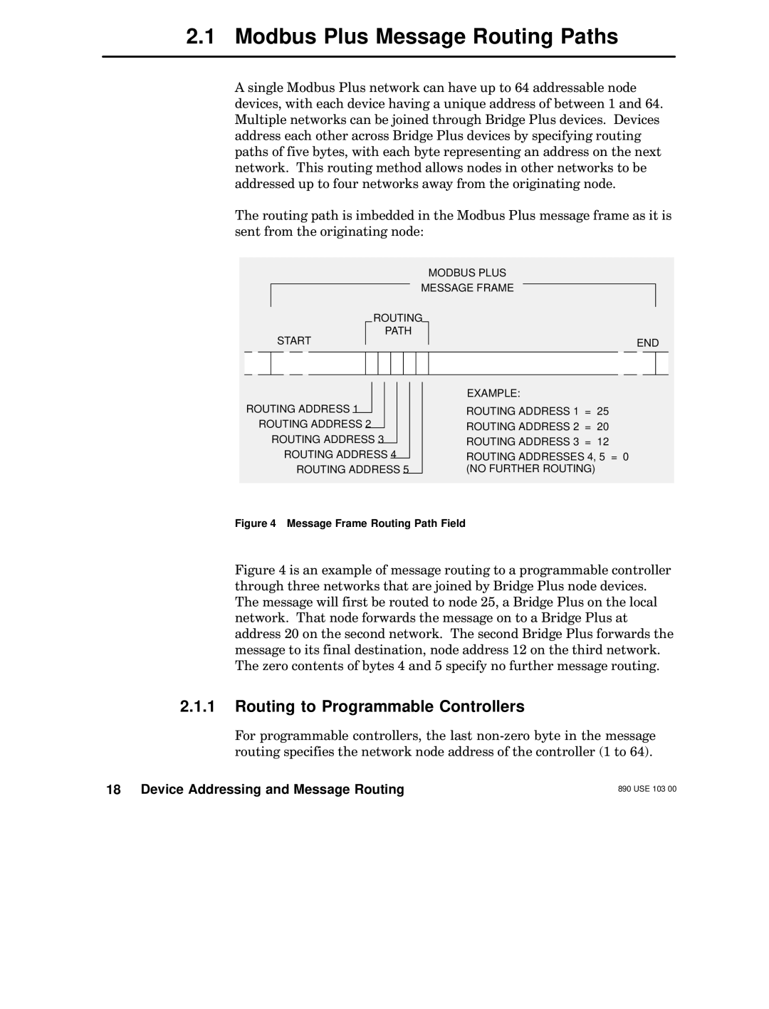 Schneider Electric BM85 manual Modbus Plus Message Routing Paths, Routing to Programmable Controllers 