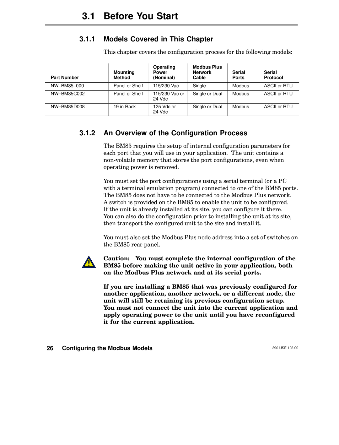 Schneider Electric BM85 manual Before You Start, Models Covered in This Chapter, An Overview of the Configuration Process 