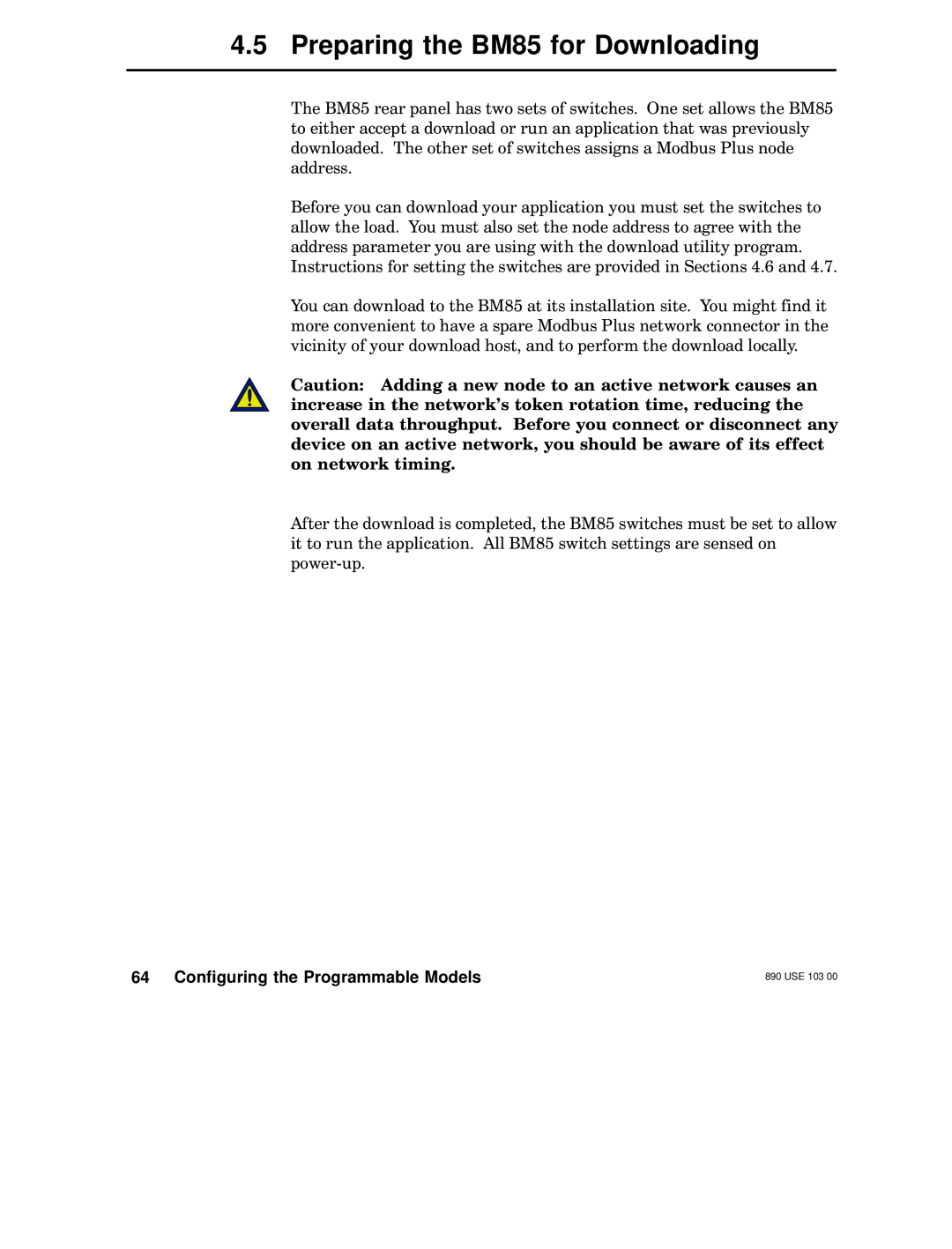 Schneider Electric manual Preparing the BM85 for Downloading 