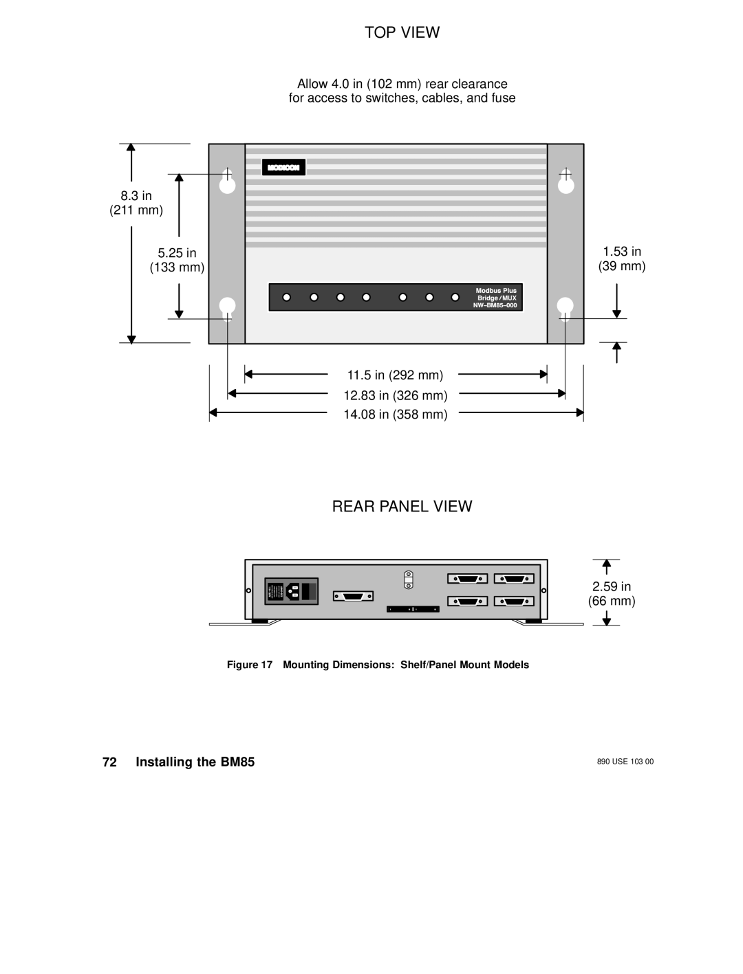 Schneider Electric BM85 manual Rear Panel View 