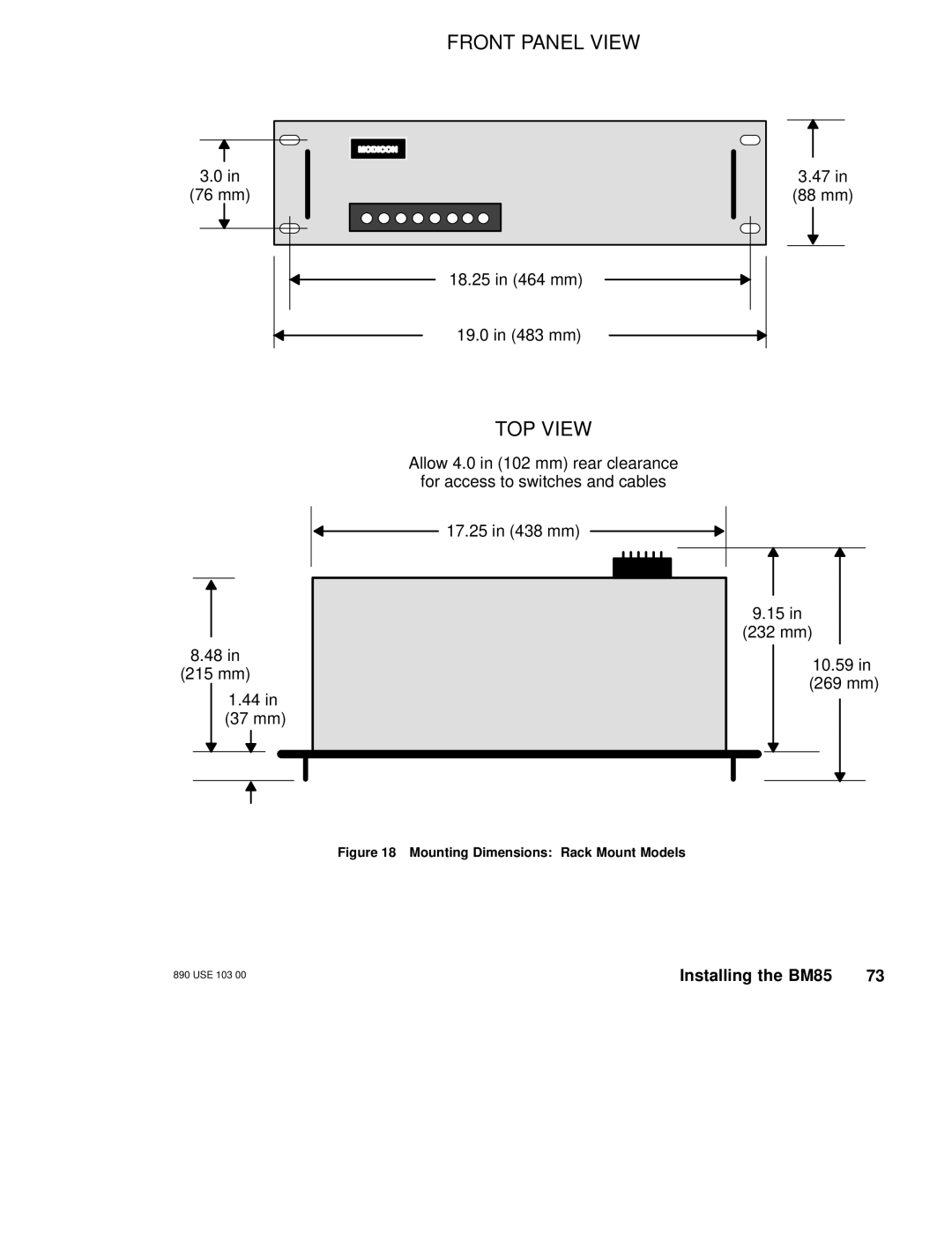 Schneider Electric BM85 manual Front Panel View 