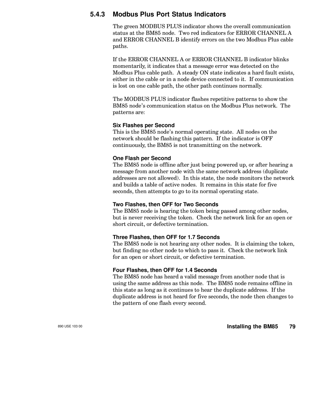 Schneider Electric BM85 manual Modbus Plus Port Status Indicators 