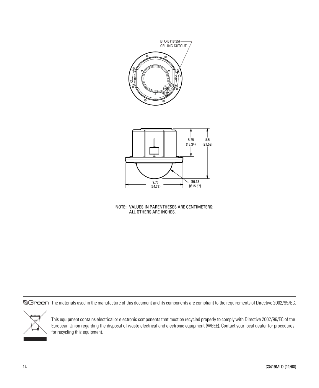 Schneider Electric C3419M-D (11/08) manual ALL Others are Inches 