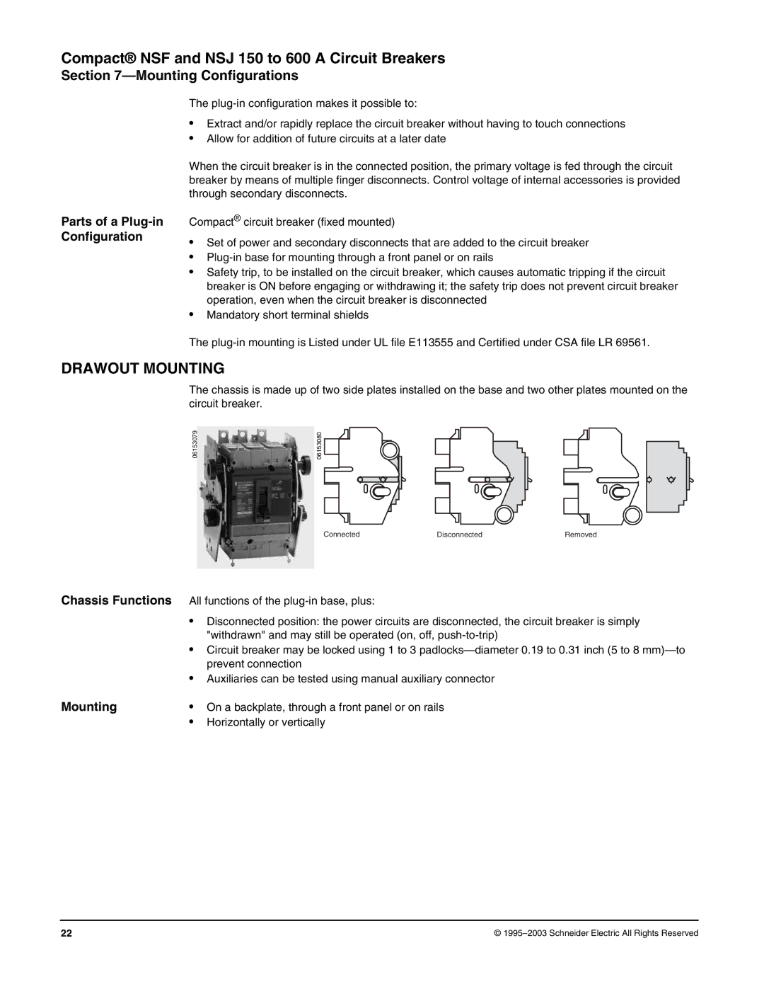 Schneider Electric Class 615 dimensions Drawout Mounting, Parts of a Plug-in Configuration, Horizontally or vertically 