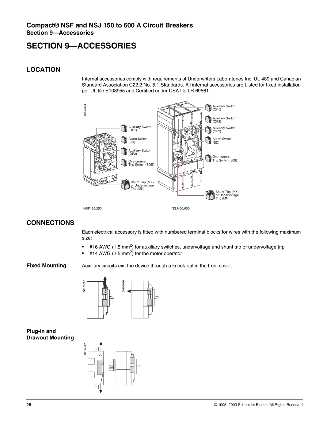 Schneider Electric Class 615 dimensions Accessories, Location, Plug-in and Drawout Mounting 