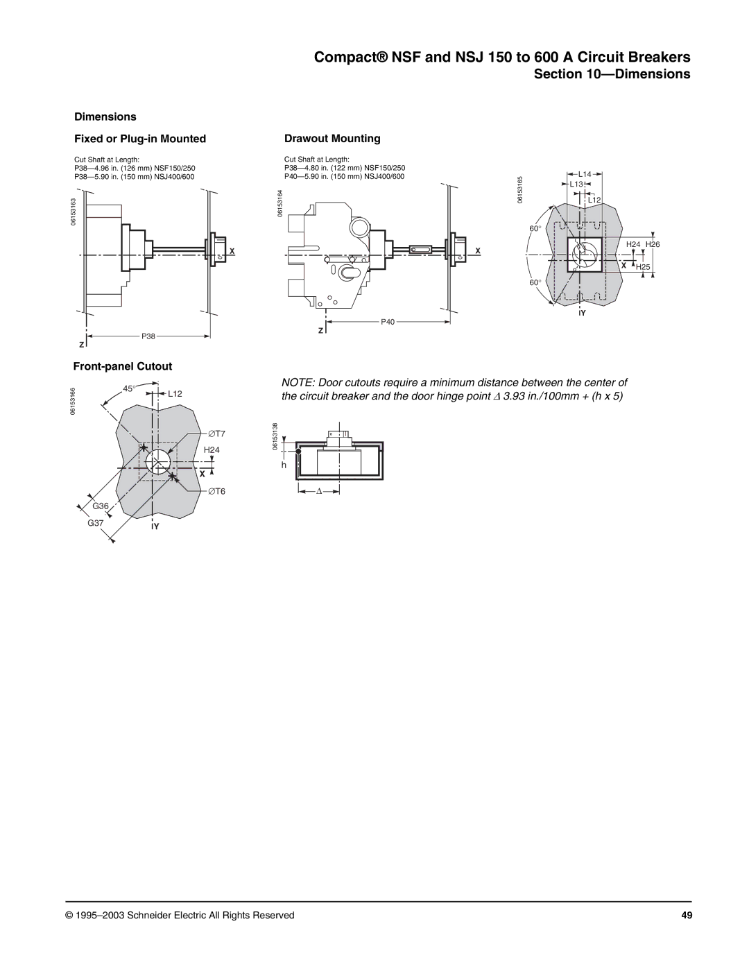 Schneider Electric Class 615 dimensions Front-panel Cutout Drawout Mounting 