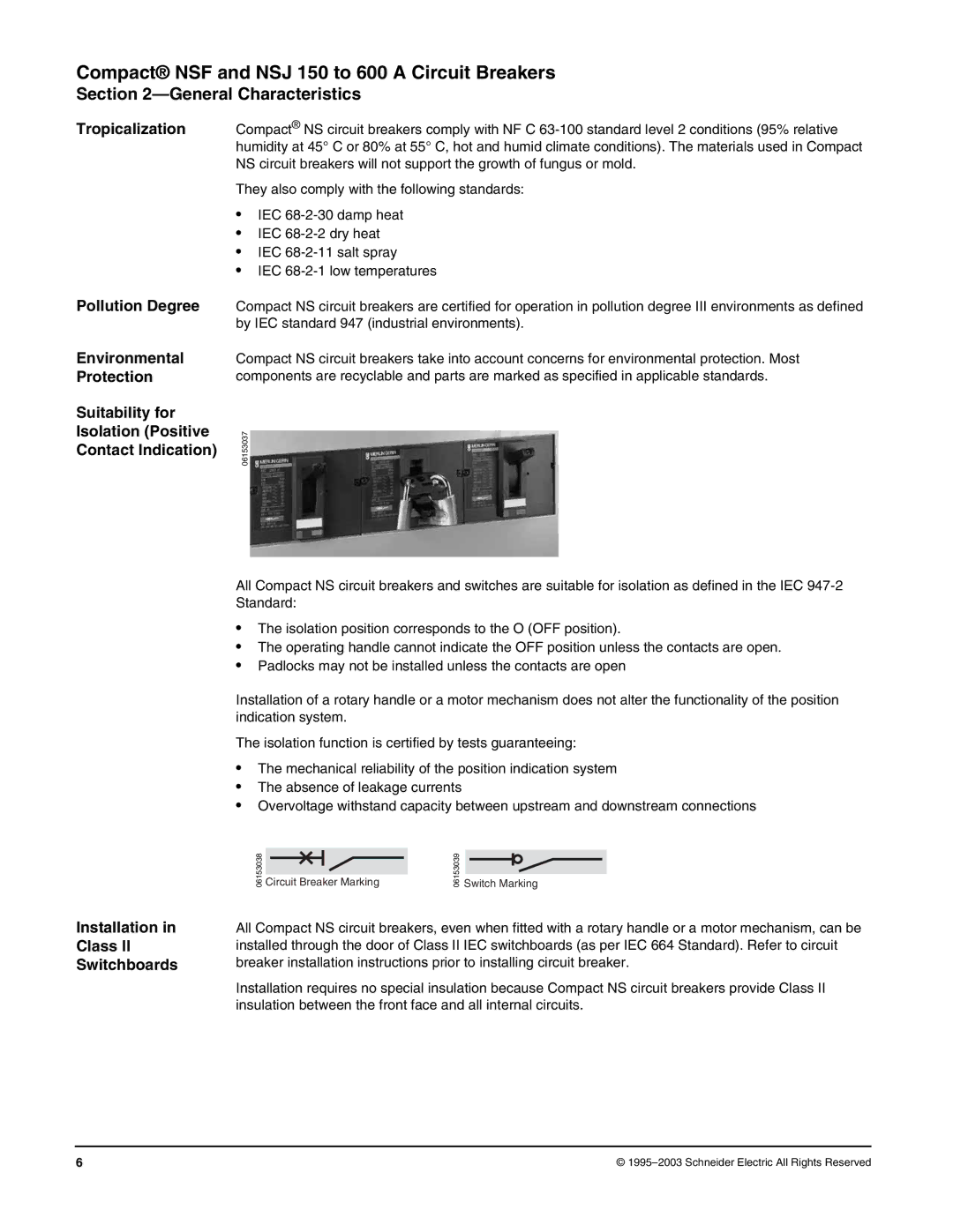 Schneider Electric Class 615 dimensions Installation Class Switchboards 