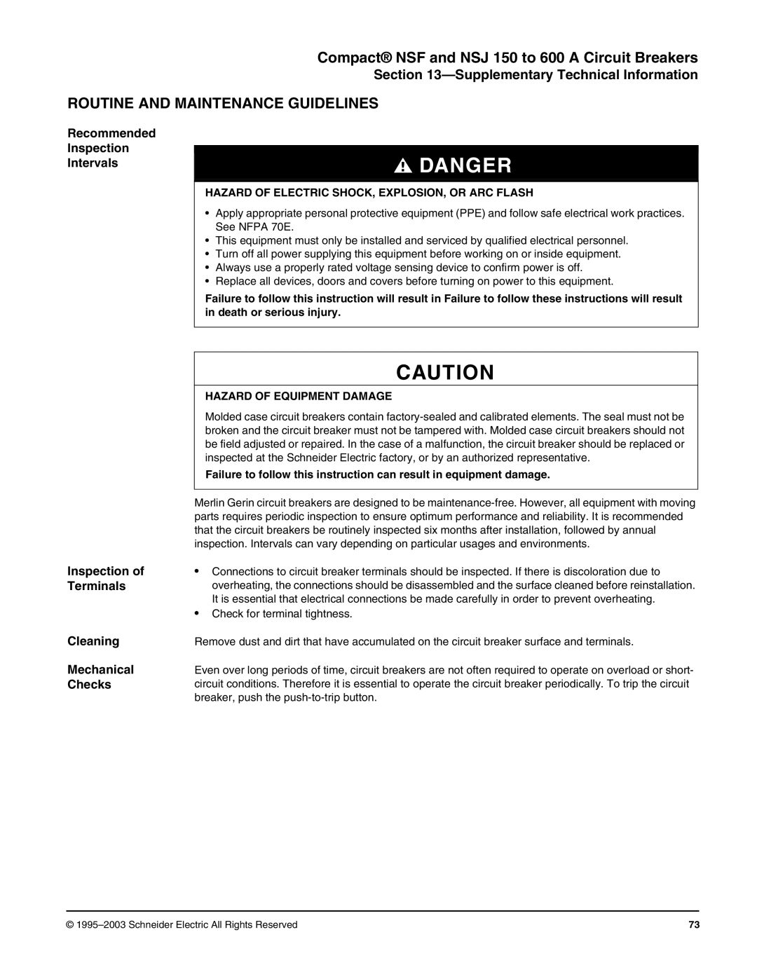 Schneider Electric Class 615 dimensions Routine and Maintenance Guidelines 