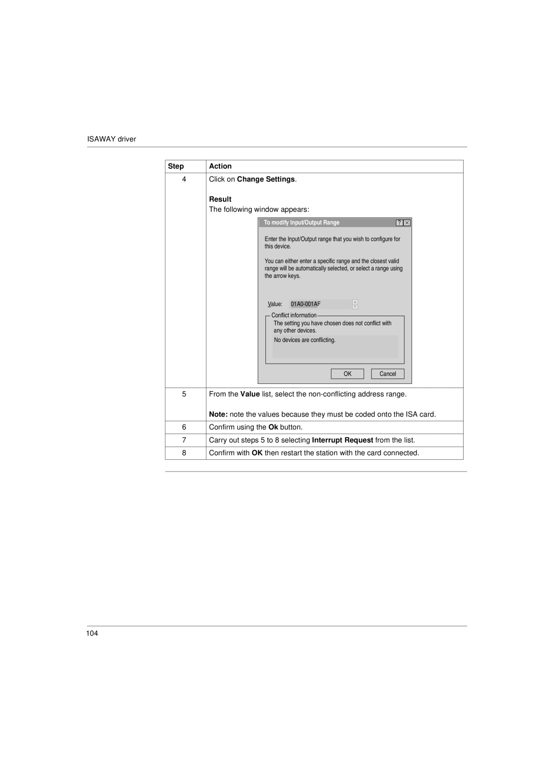 Schneider Electric Communication Drivers installation manual Step, To modify Input/Output Range 