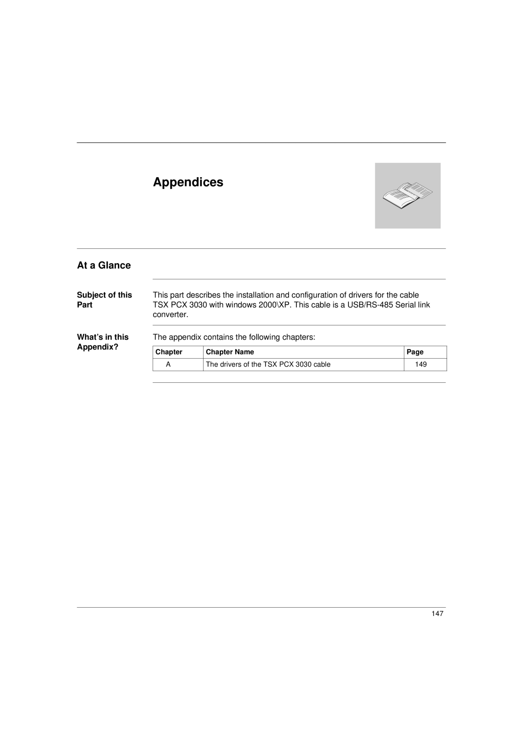 Schneider Electric Communication Drivers installation manual Appendices, Subject of this Part What’s in this Appendix? 