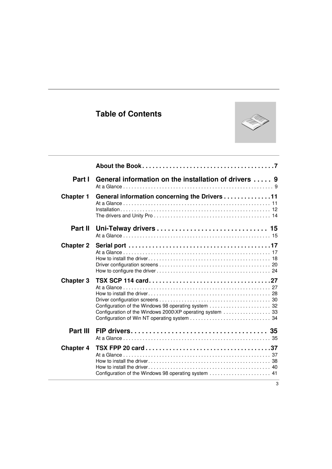 Schneider Electric Communication Drivers installation manual Table of Contents 