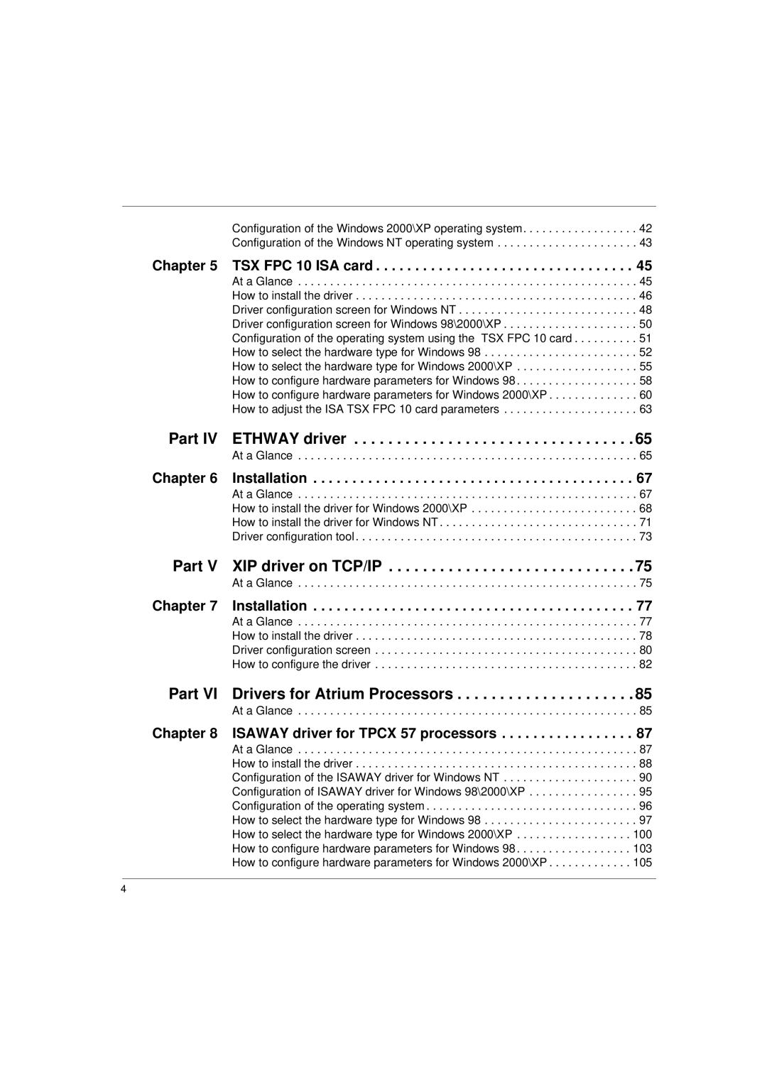 Schneider Electric Communication Drivers TSX FPC 10 ISA card, Installation, Isaway driver for Tpcx 57 processors 