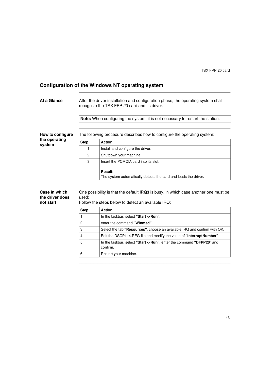 Schneider Electric Communication Drivers Configuration of the Windows NT operating system, Case in which 