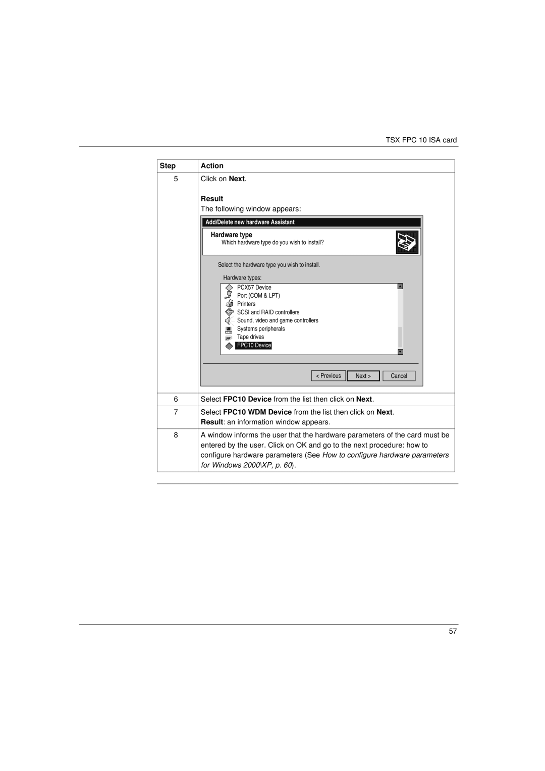 Schneider Electric Communication Drivers installation manual Hardware type 